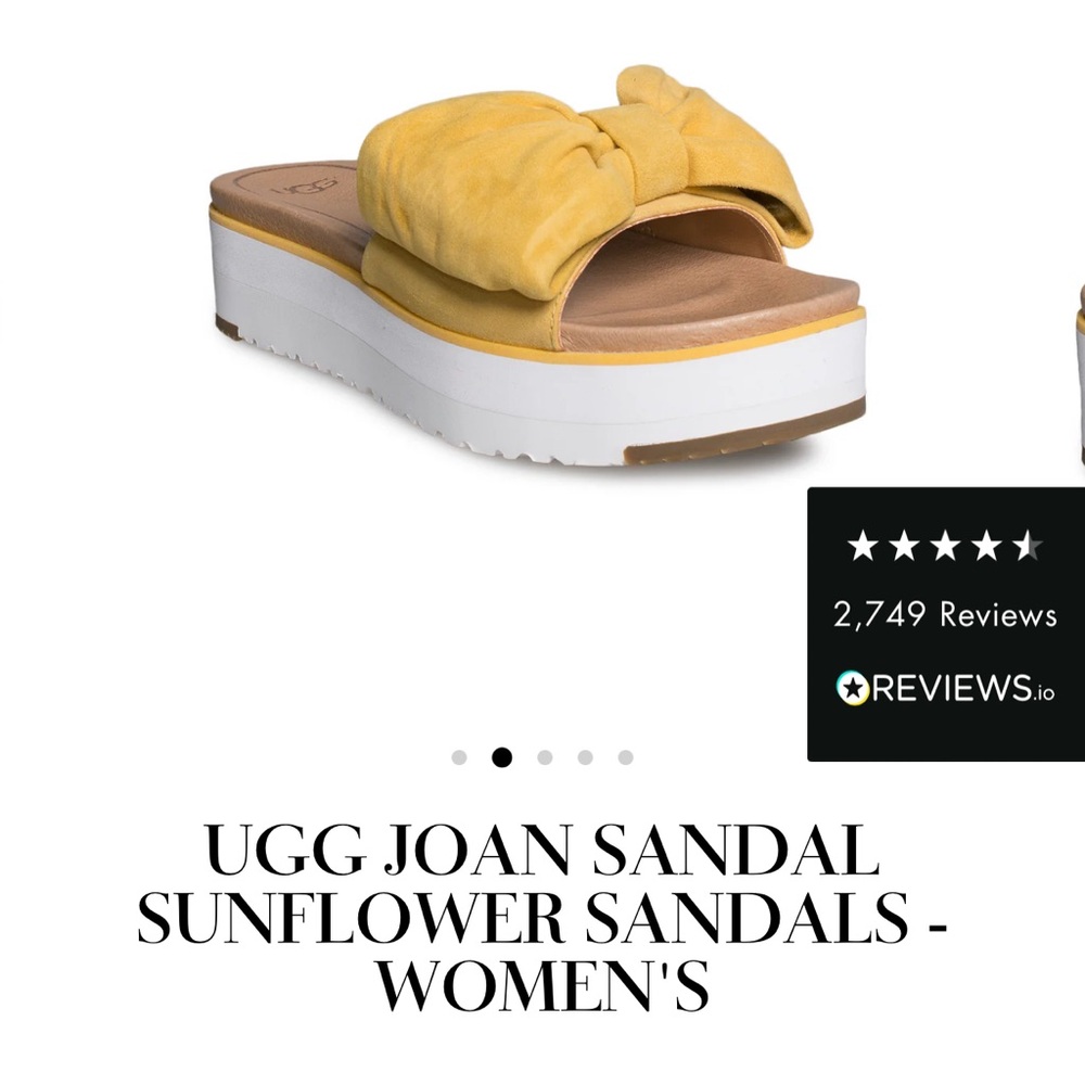 UGG Women's Yellow Bow Slide Sandals - Picture 2 of 5